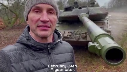 Former boxing champion Wladimir Klitschko test-drives Leopard tank headed for Ukraine