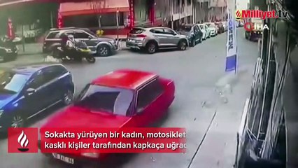 Kapkaç mağduru kadın neye uğradığını şaşırıp peşlerinden koştu