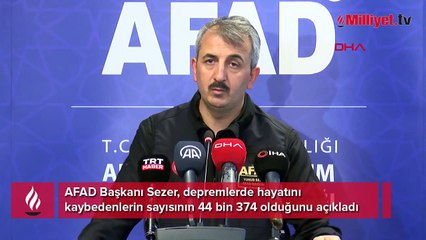 Depremde can kaybı 44 bin 374'e yükseldi