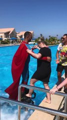Superman Takes Lady For A Water Ride