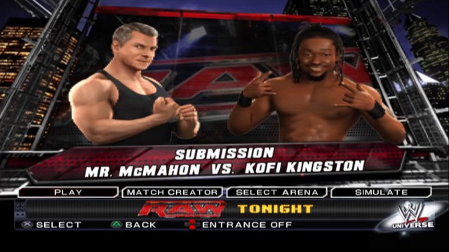 WWE SmackDown vs Raw 2011 Mr. McMahon vs Kofi Kingston