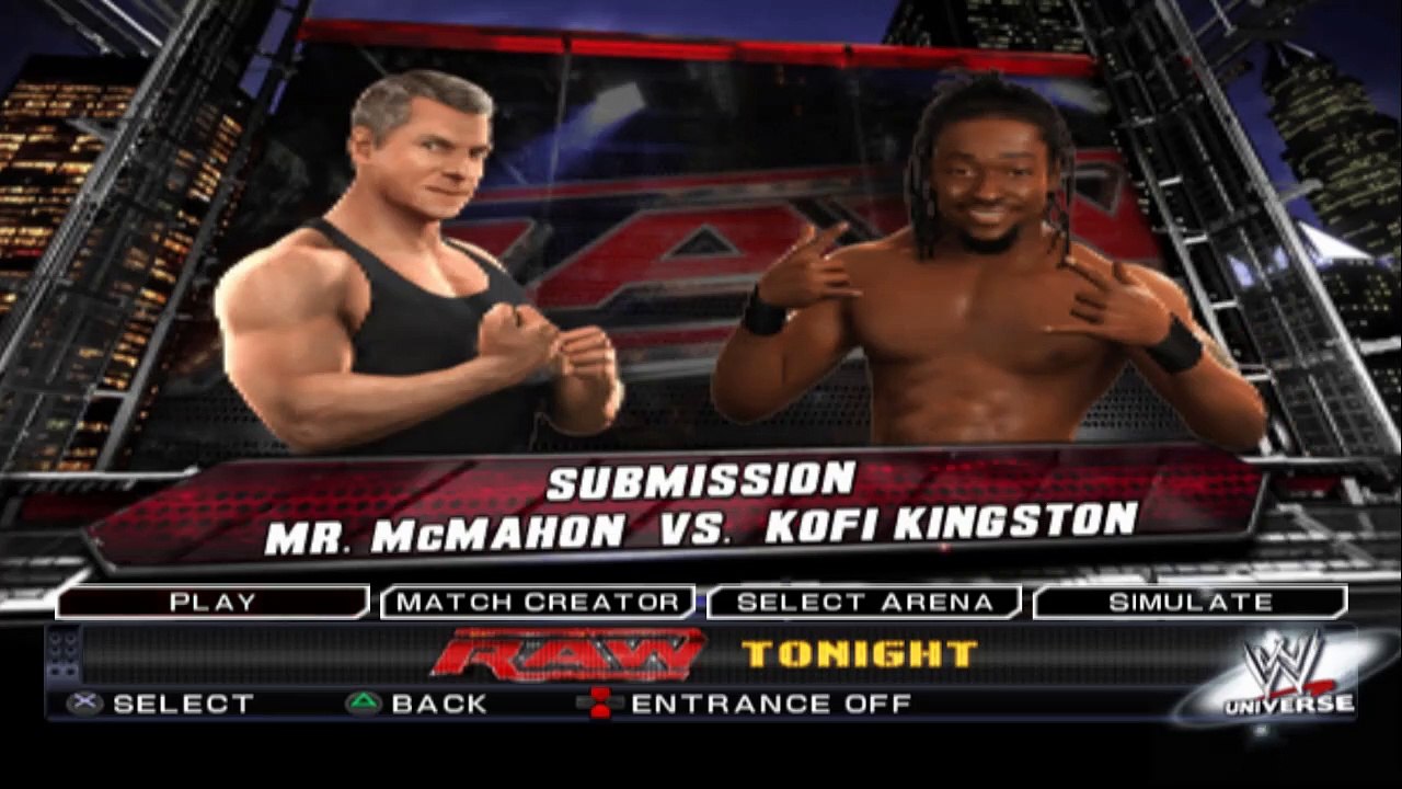 WWE SmackDown vs Raw 2011 Mr. McMahon vs Kofi Kingston