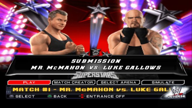WWE SmackDown vs Raw 2011 Mr. McMahon vs Luke Gallows