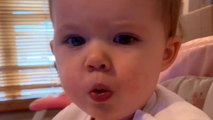 Cute toddler's hilarious attempt to eat chicken chunks backfires *Toddler Eating Fail*