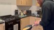 Funny Pancake Flip Fail - man finds that flipping pancakes is not easy