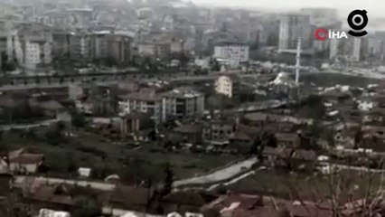 Malatya'da meydana gelen 5.6 büyüklüğündeki depremin ardından enkazda oluşan toz bulutu böyle görüntülendi