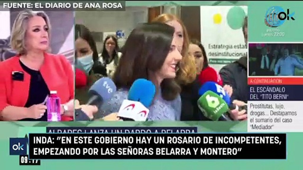 Inda: "En este Gobierno hay un rosario de incompetentes, empezando por las señoras Belarra y Montero"