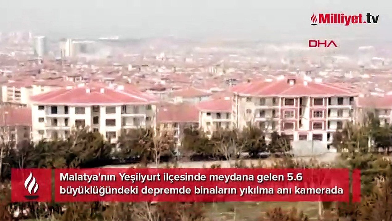 Yeşilyurt'taki 5.6'lık depremde binaların yıkılma anı kamerada