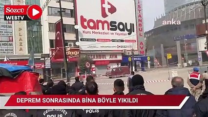 Malatya'da binanın yıkılma anı kamerada