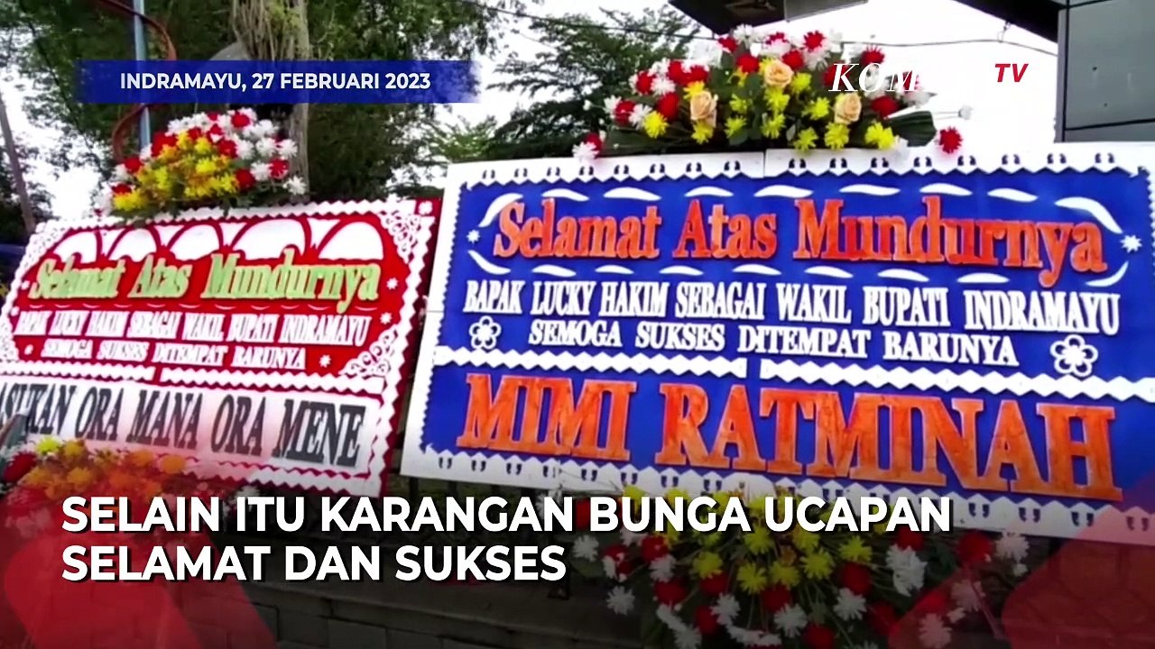 Penampakan Karangan Bunga untuk Lucky Hakim, Usai Dirinya Mundur dari Jabatan Wakil Bupati Indramayu