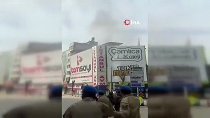 Malatya’daki artçı depremde 4 katlı iş merkezi böyle çöktü