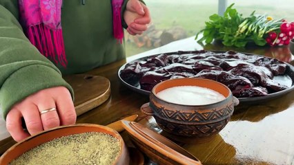 Beef Liver Steaks - Cooking in the Foggy Mountains on a Campfire! Faraway Village Life