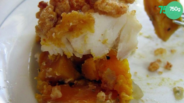 Crumble de poisson au potiron et pain d'épices
