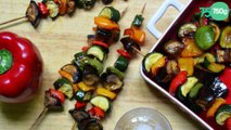 Brochettes de légumes marinées au ketchup