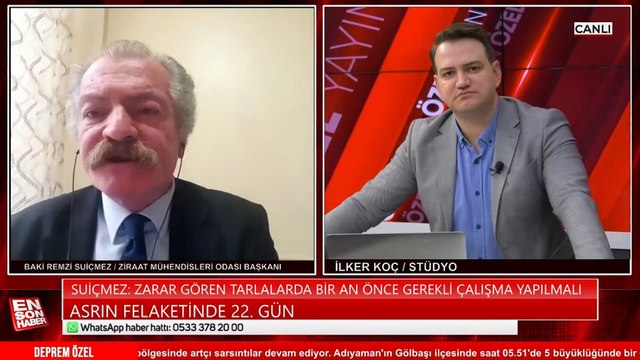 Ziraat Mühendisleri Odası Başkanı Baki Remzi Suiçmez, deprem bölgelerinde üretim devamlılığı hakkında konuştu