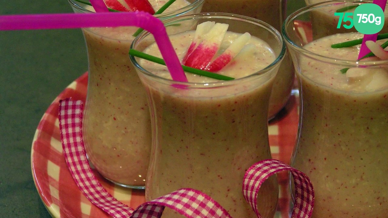 Verrine Gaspacho de radis-concombre, vinaigre balsamique