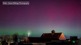 Northern Lights seen from the UK in the town of Swaffham on Sunday evening
