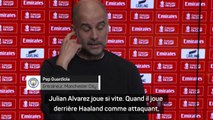 Guardiola heureux de l’association Alvarez/Haaland : “Il aide Erling à marquer des buts”