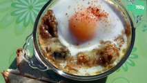 Œuf cocotte sur gratin de potiron aux mélange des Indiens Mapuche