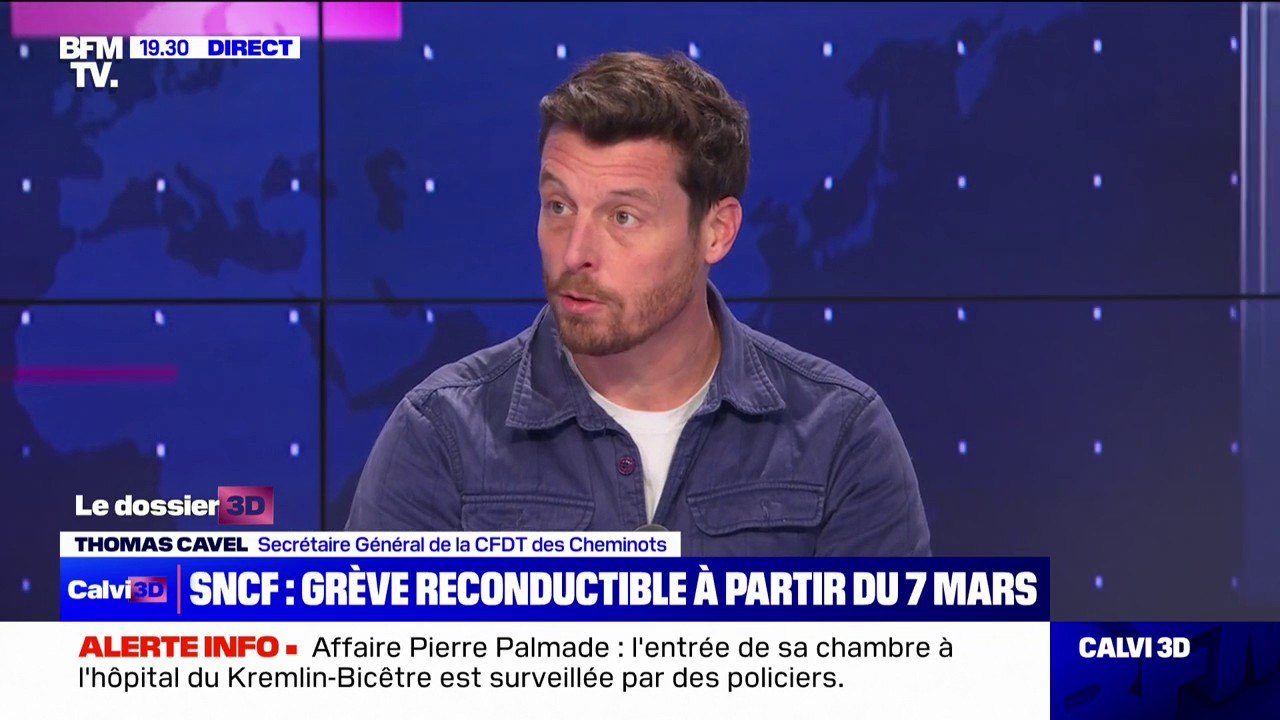 Grève à la SNCF: "Notre enjeu est d'avoir une réponse rapide sur un recul" du gouvernement, explique Thomas Cavel (CFDT Cheminots)