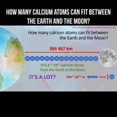 How many calcium atoms can fit between the Earth and the Moon?