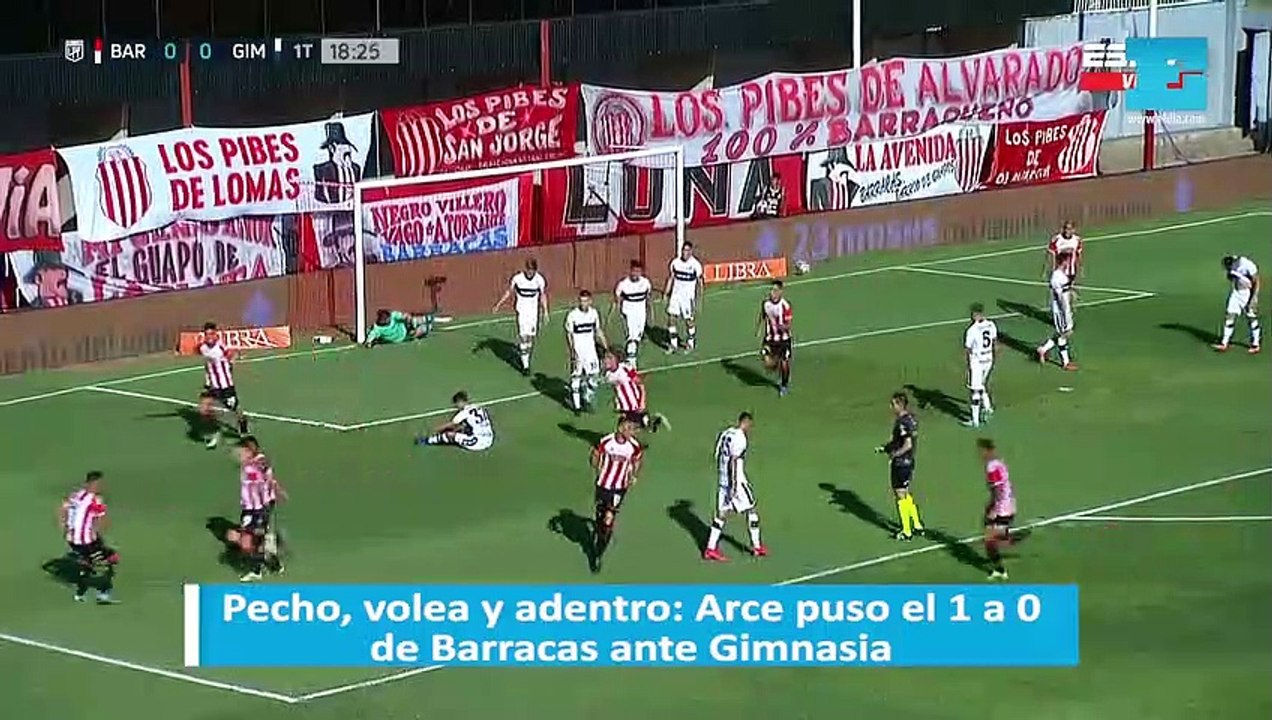 Pecho, volea y adentro: Arce puso el 1 a 0 de Barracas ante Gimnasia