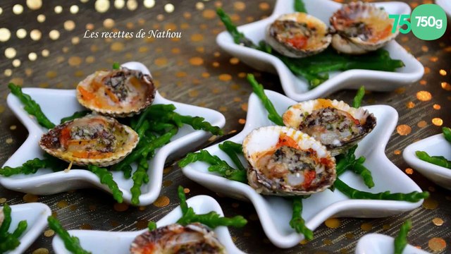 Coques gratinées au beurre d'algues et parmesan