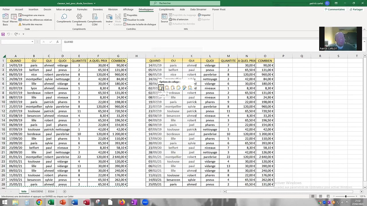 Excel 2 méthodes de transposition_ Excel 2 transpose methods
