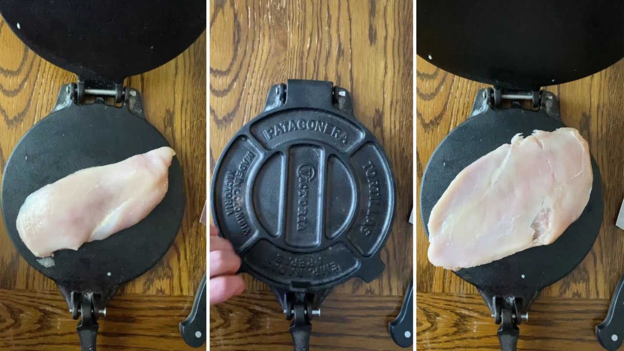 How to Flatten Chicken with a Tortilla Press