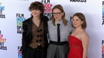 Liv McNeil, Sarah Polley, Kate Hallett 2023 Film Independent Spirit Awards Blue Carpet