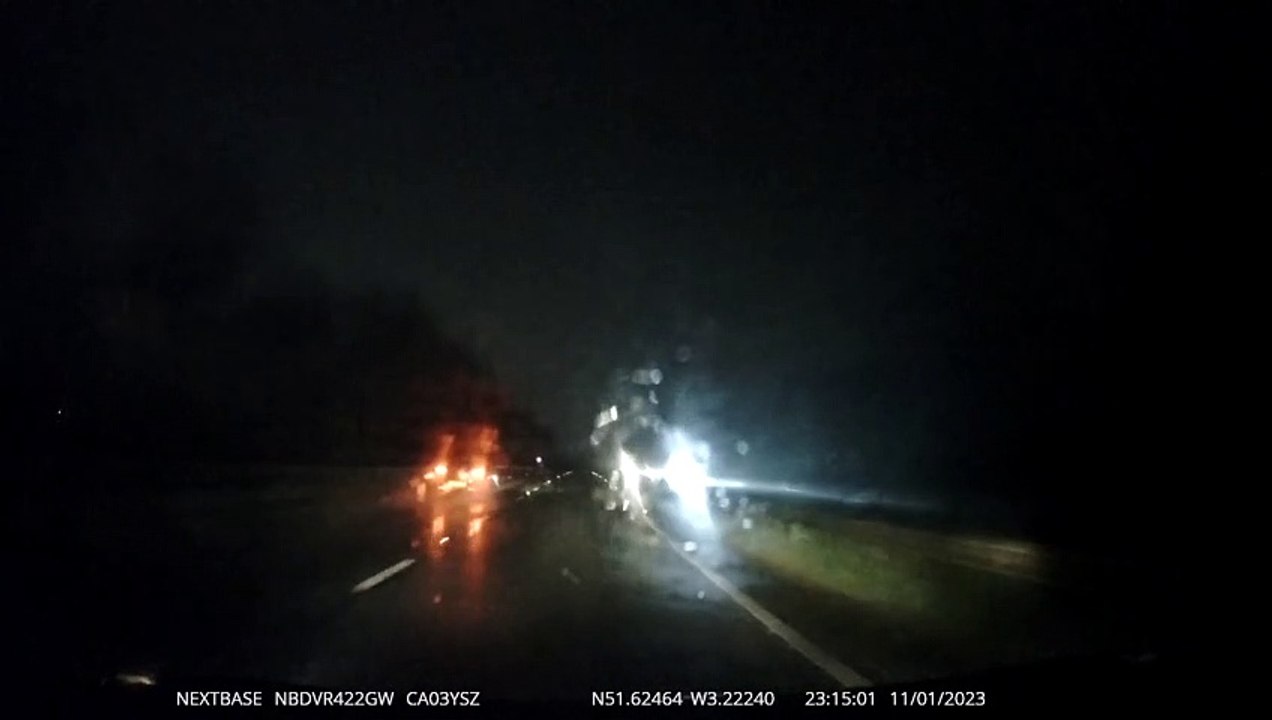Driver Collides With Fallen Tree on Unlit Road