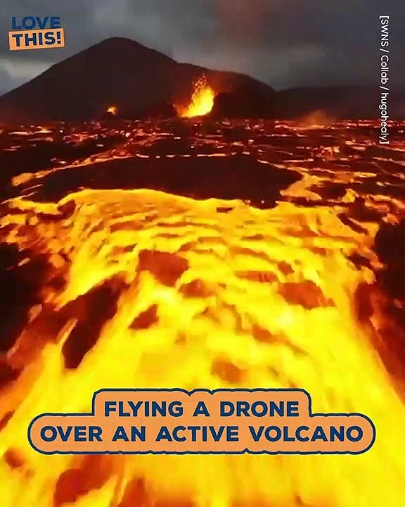 Flying Close to the Fire: Breathtaking Drone Footage of a Volcano"