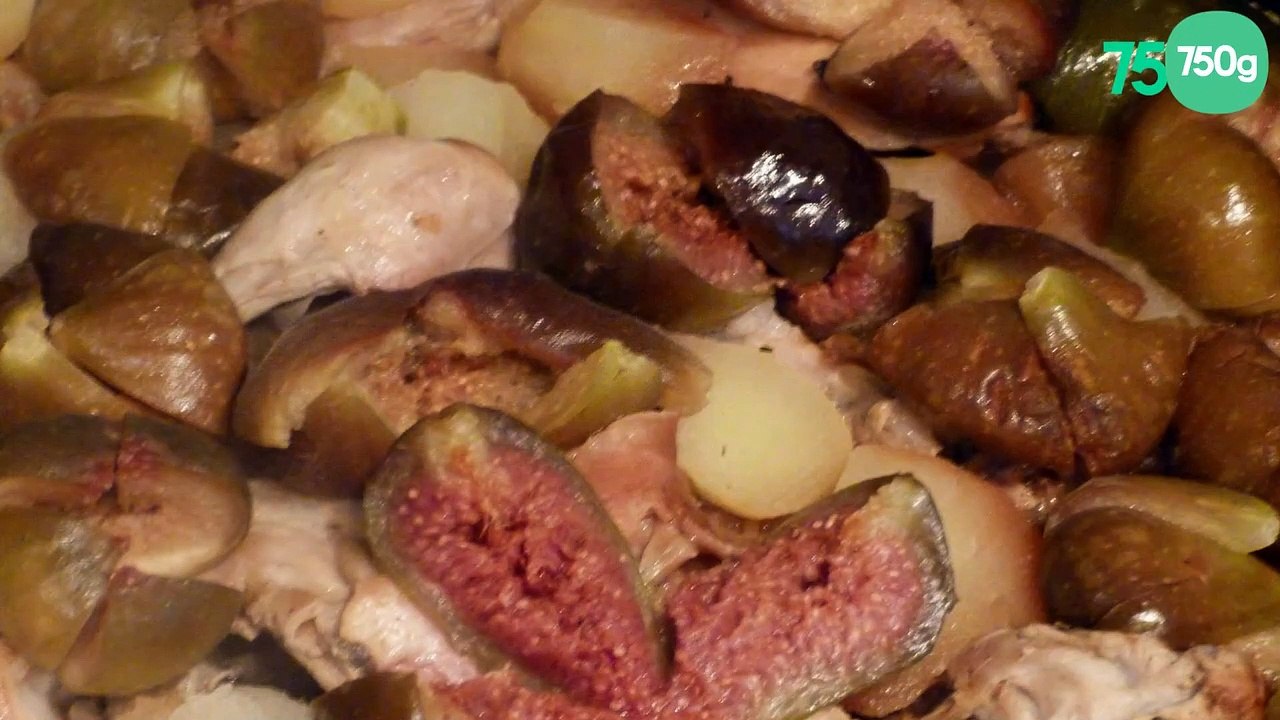 Râble de lapin aux figues et  aux pommes