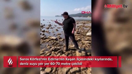 Saros Körfezi’nde deniz suyu metrelerce çekildi