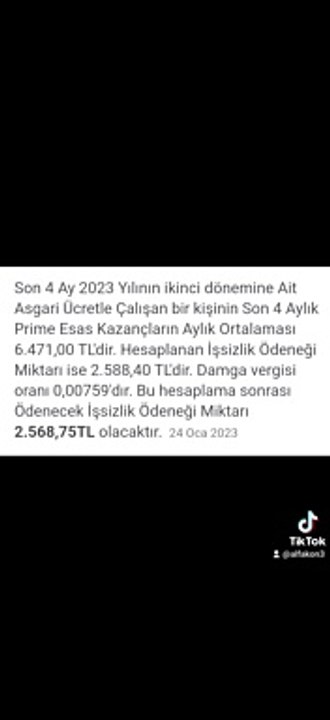 2023 yılı işsizlik maaşı net ödeme miktarları.