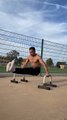 Calisthenic Athlete Attempts Wide Grip L-sit and Planche on Parallettes