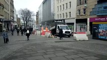 Workcrews cut down tree on Fargate in Sheffield City Centre ahead of £18m renovation works