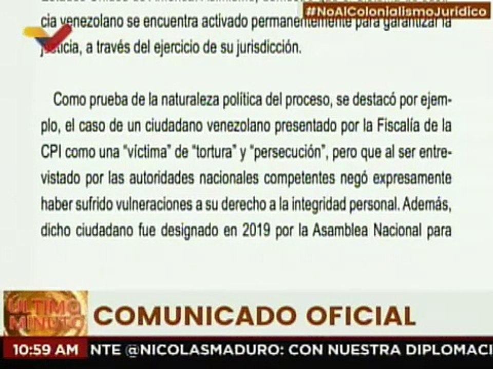 Venezuela desmiente ante la CPI acusaciones de supuestos crímenes de lesa humanidad