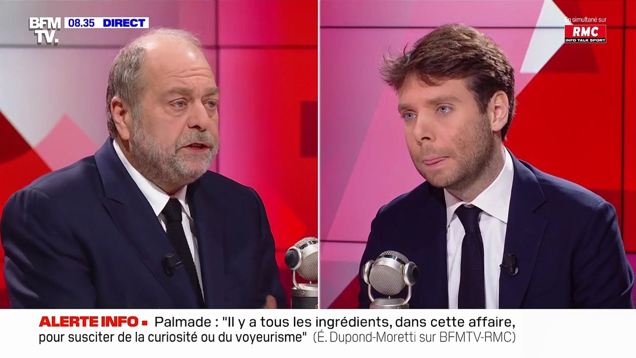 Eric Dupond-Moretti dénonce le traitement de l'affaire Pierre Palmade sur BFMTV le mardi 28 février 2023