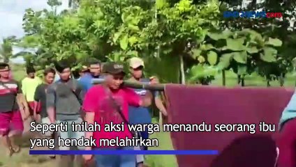 Hendak Melahirkan, Ibu Hamil Ditandu 3 KM Menuju Ambulans di Pandeglang