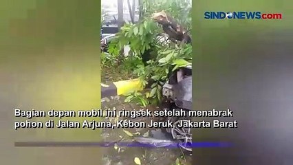 Hilang Kendali, Mobil Tabrak Pohon di kebon Jeruk