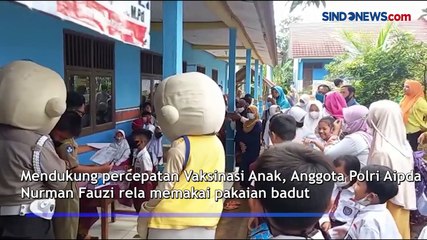 Anggota Polri Rela Jadi Badut untuk Hilangkan Trauma Anak saat Divaksin