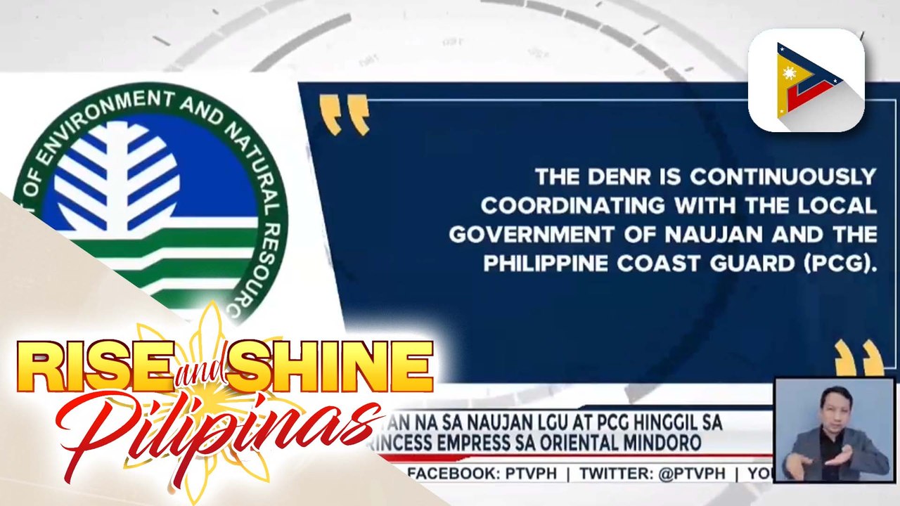 DENR, nakikipag-ugnayan na sa Naujan LGU at PCG hinggil sa paglubog ng MT Princess Empress sa Oriental Mindoro