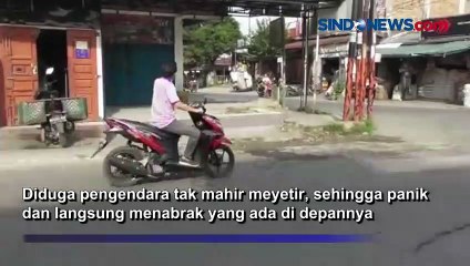 Diduga Tak Mahir Nyetir, Emak-emak Seruduk 4 Motor