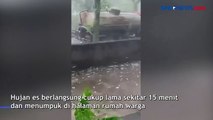 Begini Penampakan Hujan Es yang Melanda Wiyung Surabaya