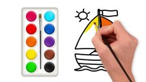 HOW TO DRAW and COLOUR SHIP FOR KIDS AND TODDLERS, EASY AND SIMPLE DRAW STEP BY STEP