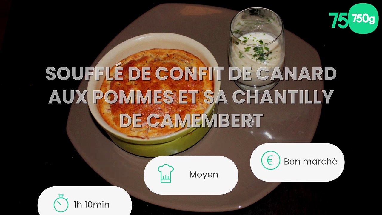 Soufflé de confit de canard aux pommes et sa chantilly de camembert