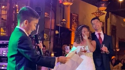 Boy Gives Heartwarming Best Man Speech To Dad And "Coolest Stepmom" | Happily TV