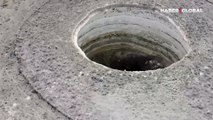 Depremden 20 gün sonra ortaya çıktı! Konya'da 12 metre derinliğindeki devasa obruk havadan görüntülendi