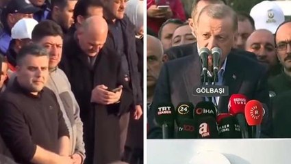 Cumhurbaşkanı Erdoğan'ın basın açıklaması sırasında dikkat çeken görüntü! Herkes "Soylu niye orada?" sorusunu sordu